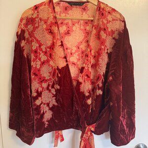 Zara Velvet wrap Beach Cover, Cropped Kimono